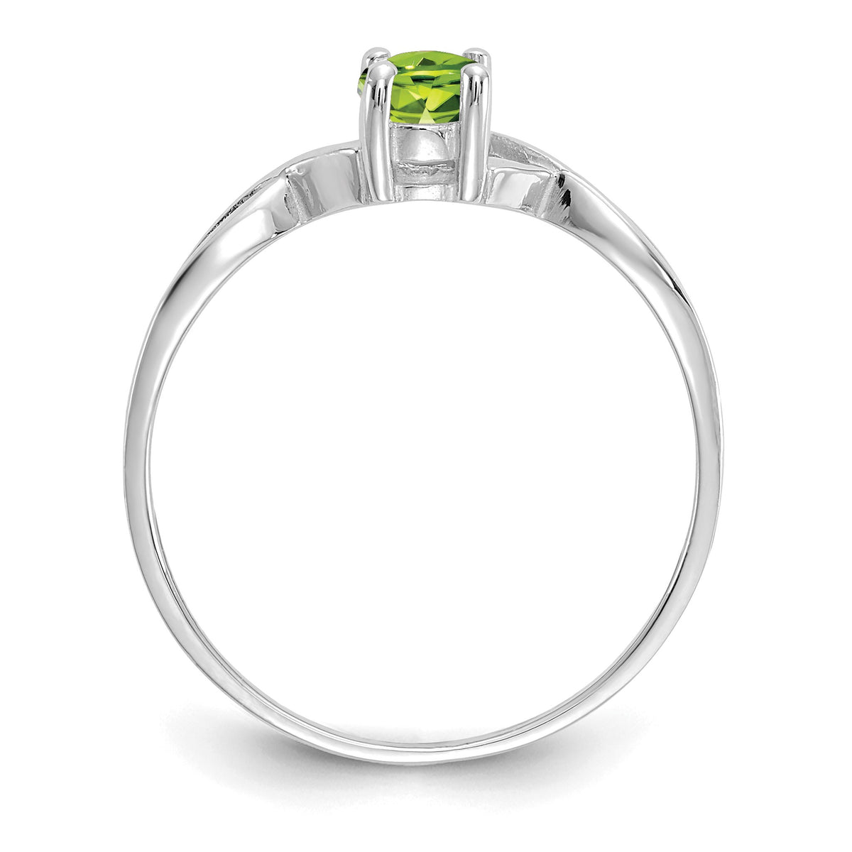 14k White Gold 6x4 Oval Peridot Birthstone Ring