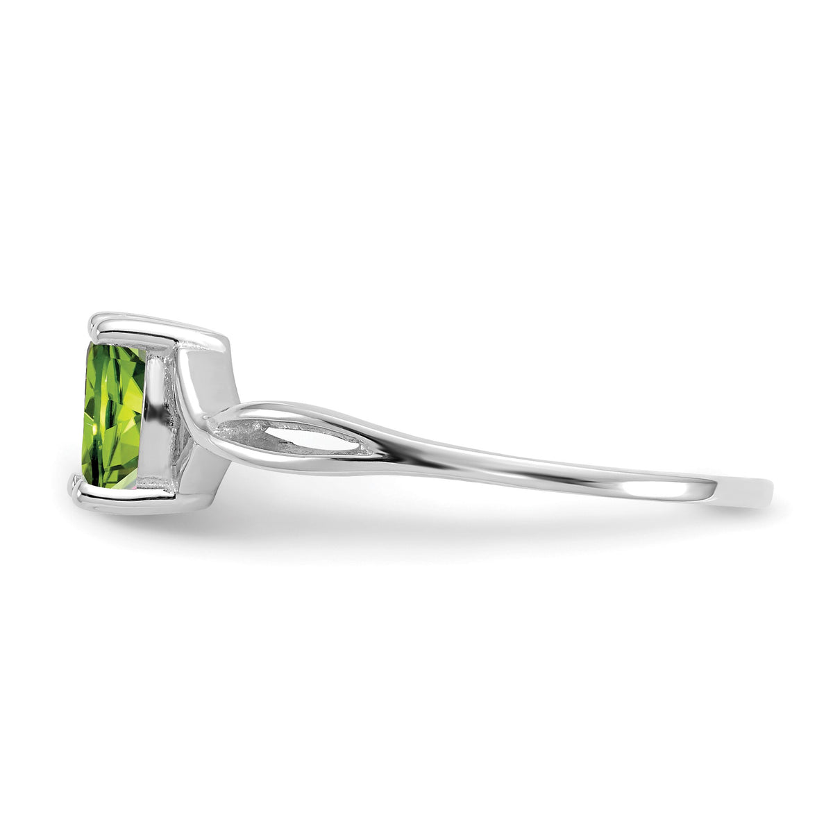 14k White Gold 6x4 Oval Peridot Birthstone Ring