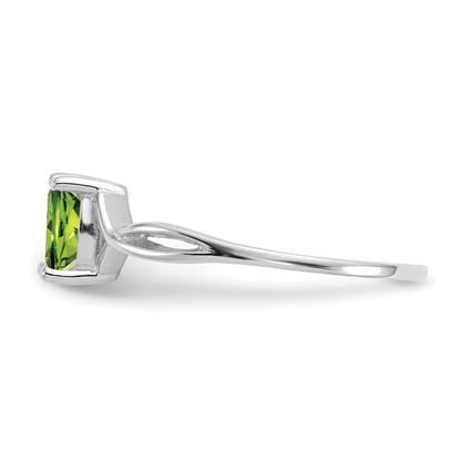 14k White Gold 6x4 Oval Peridot Birthstone Ring