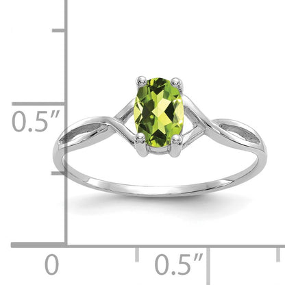 14k White Gold 6x4 Oval Peridot Birthstone Ring