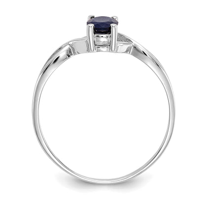 14k White Gold 6x4 Oval Sapphire Birthstone Ring