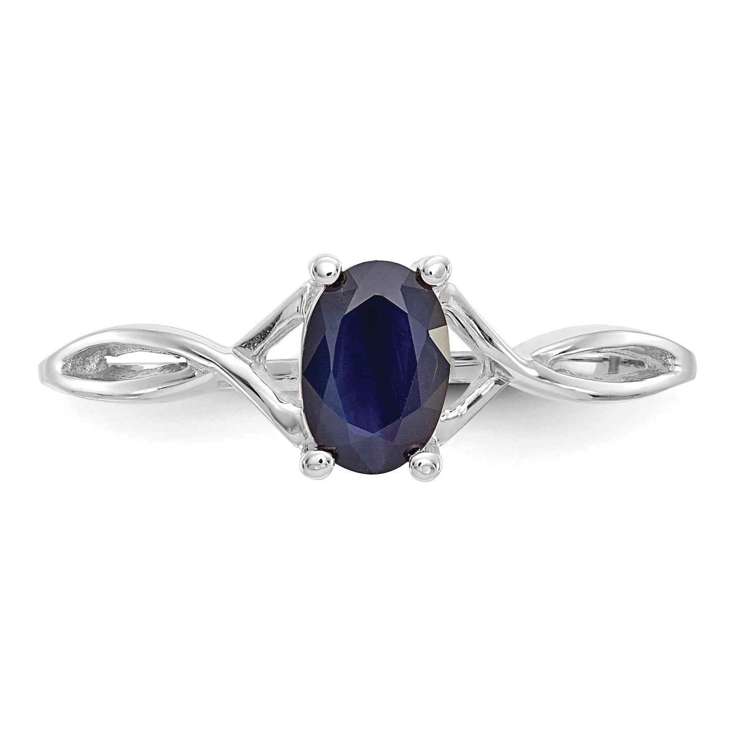 14k White Gold 6x4 Oval Sapphire Birthstone Ring