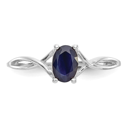 14k White Gold 6x4 Oval Sapphire Birthstone Ring