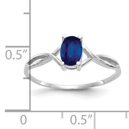 14k White Gold 6x4 Oval Sapphire Birthstone Ring