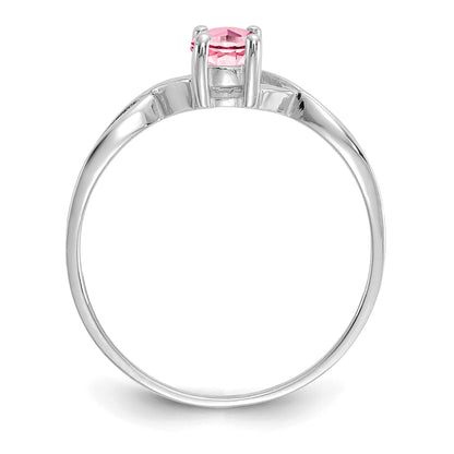 14k White Gold 6x4 Oval Pink Tourmaline Birthstone Ring