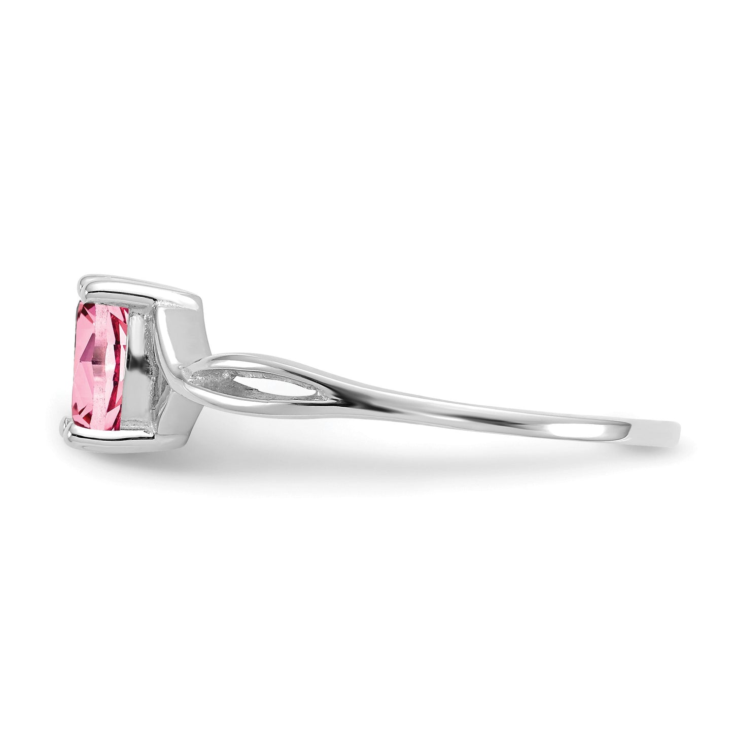 14k White Gold 6x4 Oval Pink Tourmaline Birthstone Ring