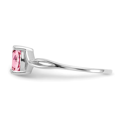 14k White Gold 6x4 Oval Pink Tourmaline Birthstone Ring