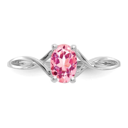 14k White Gold 6x4 Oval Pink Tourmaline Birthstone Ring