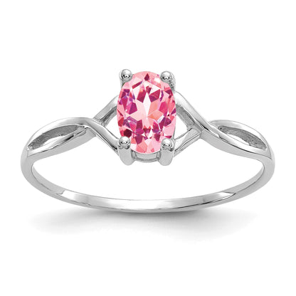 14k White Gold 6x4 Oval Pink Tourmaline Birthstone Ring