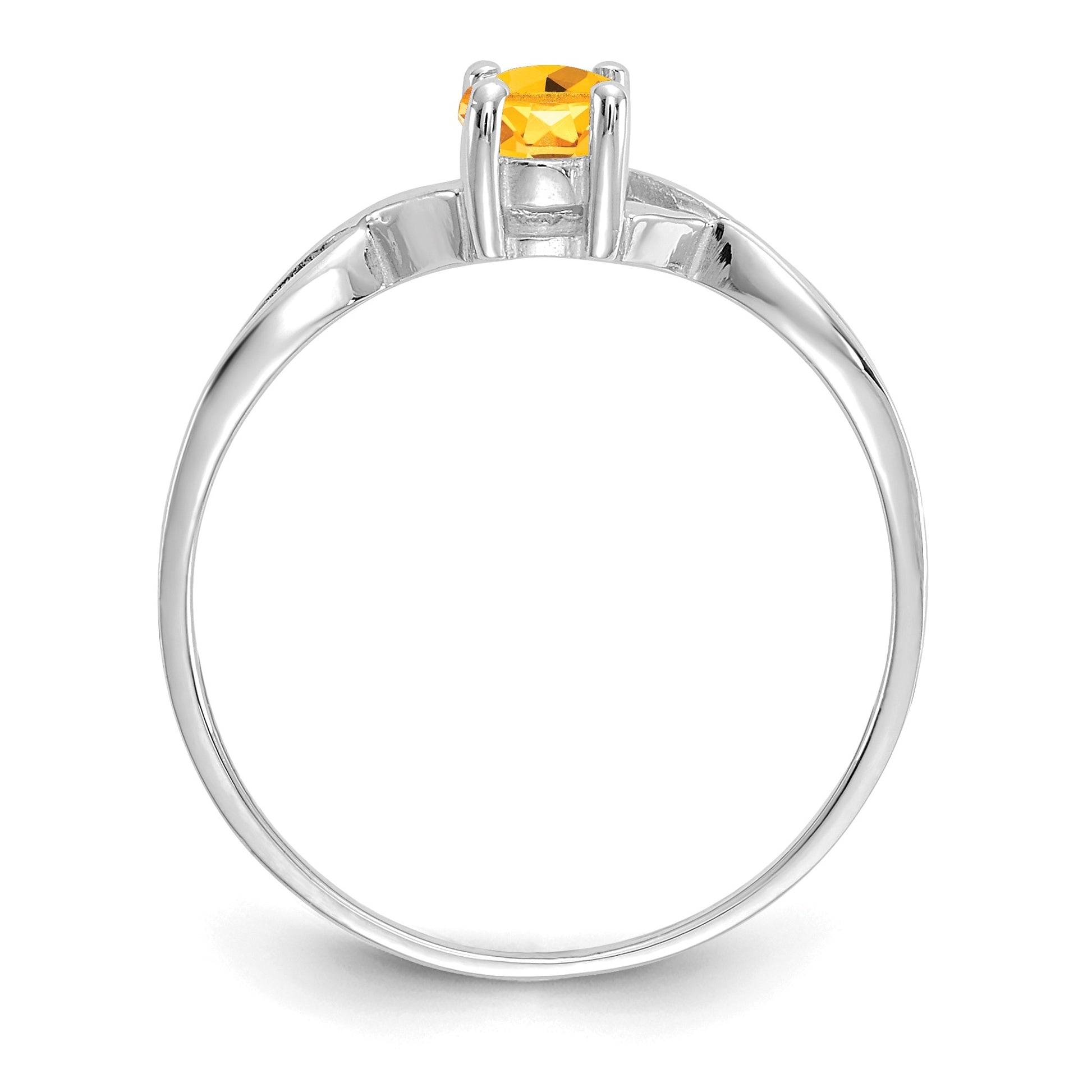 14k White Gold 6x4 Oval Citrine Birthstone Ring