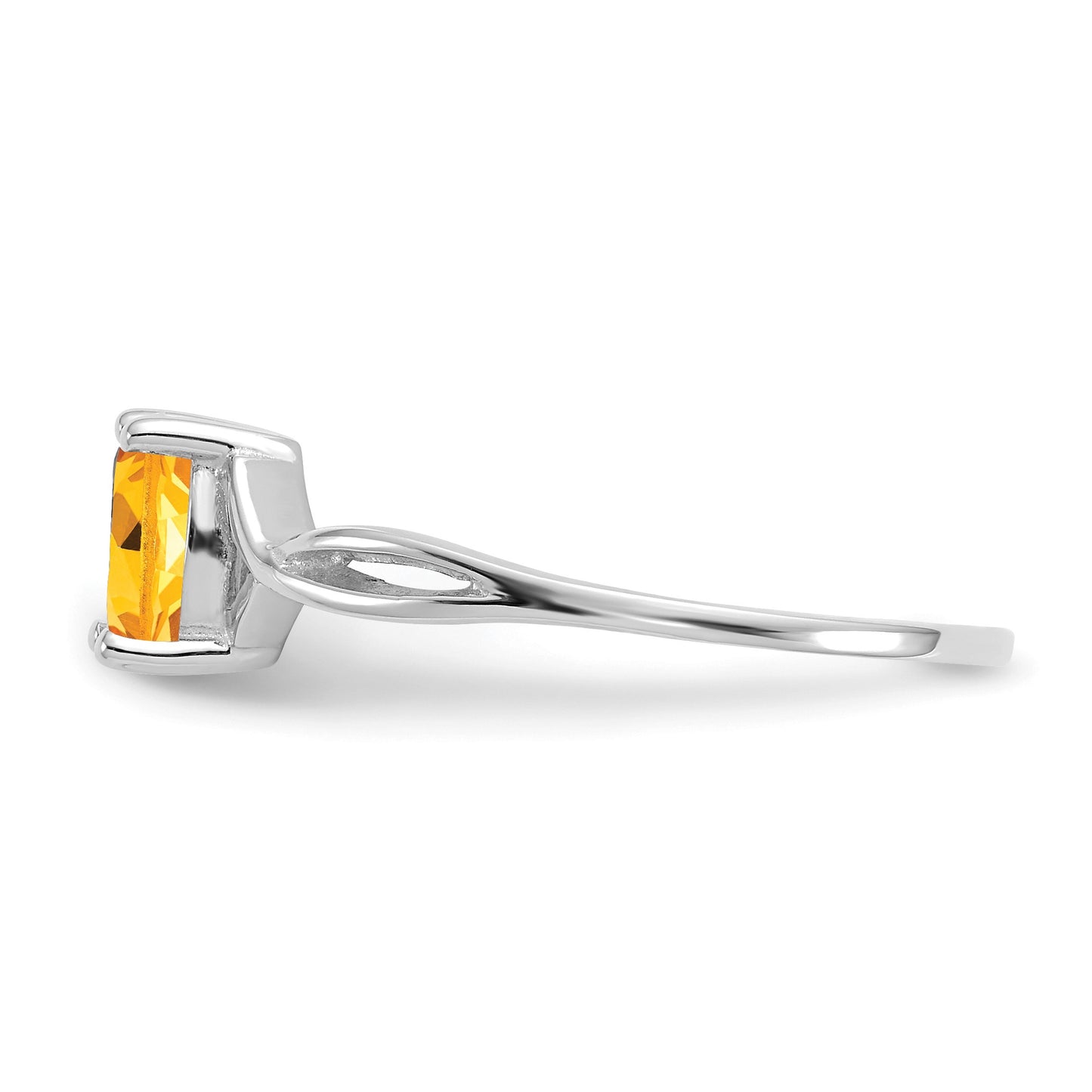 14k White Gold 6x4 Oval Citrine Birthstone Ring