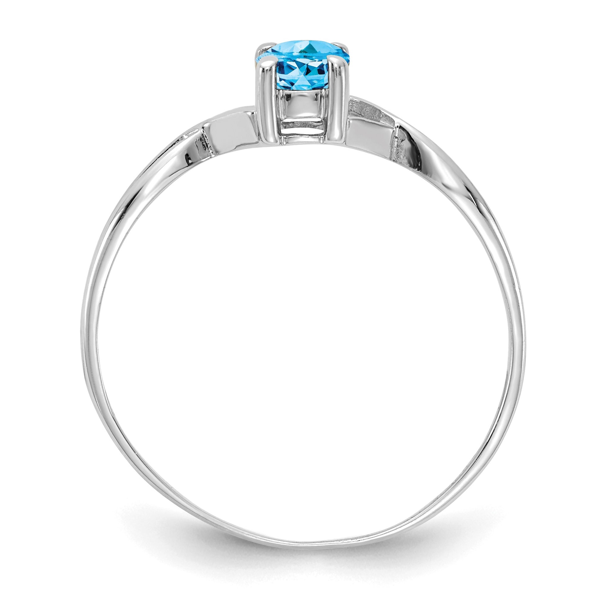 14k White Gold 6x4 Oval Blue Topaz Birthstone Ring