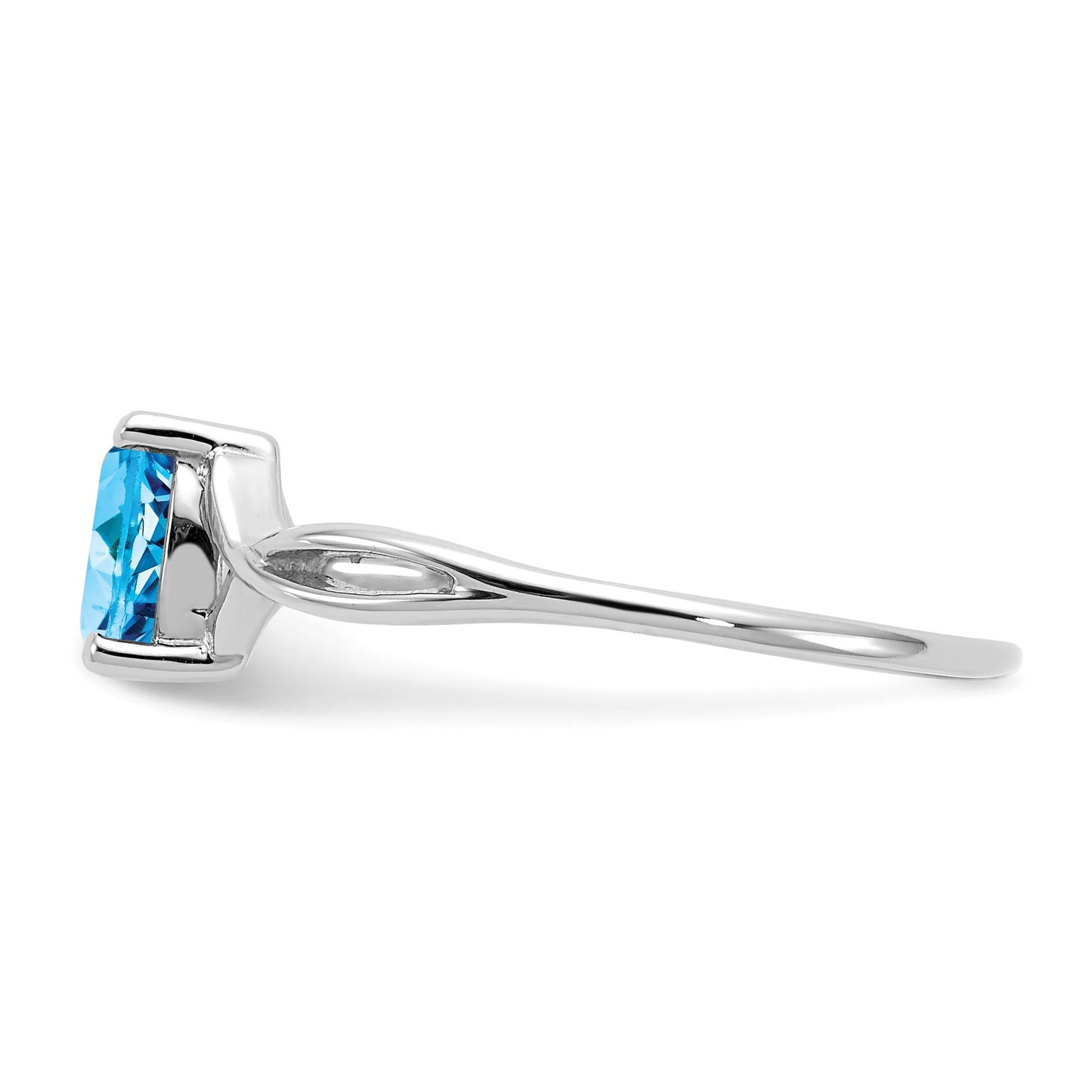 14k White Gold 6x4 Oval Blue Topaz Birthstone Ring