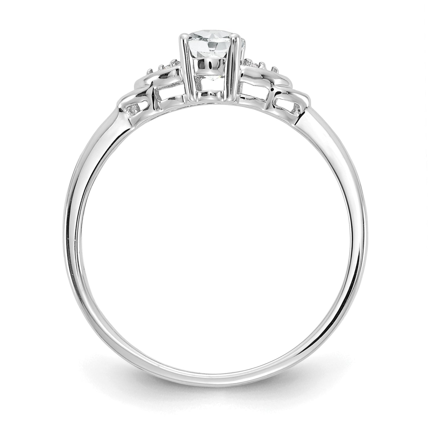 14k White Gold 6x4 Oval April/White Topaz and Diamond Ring