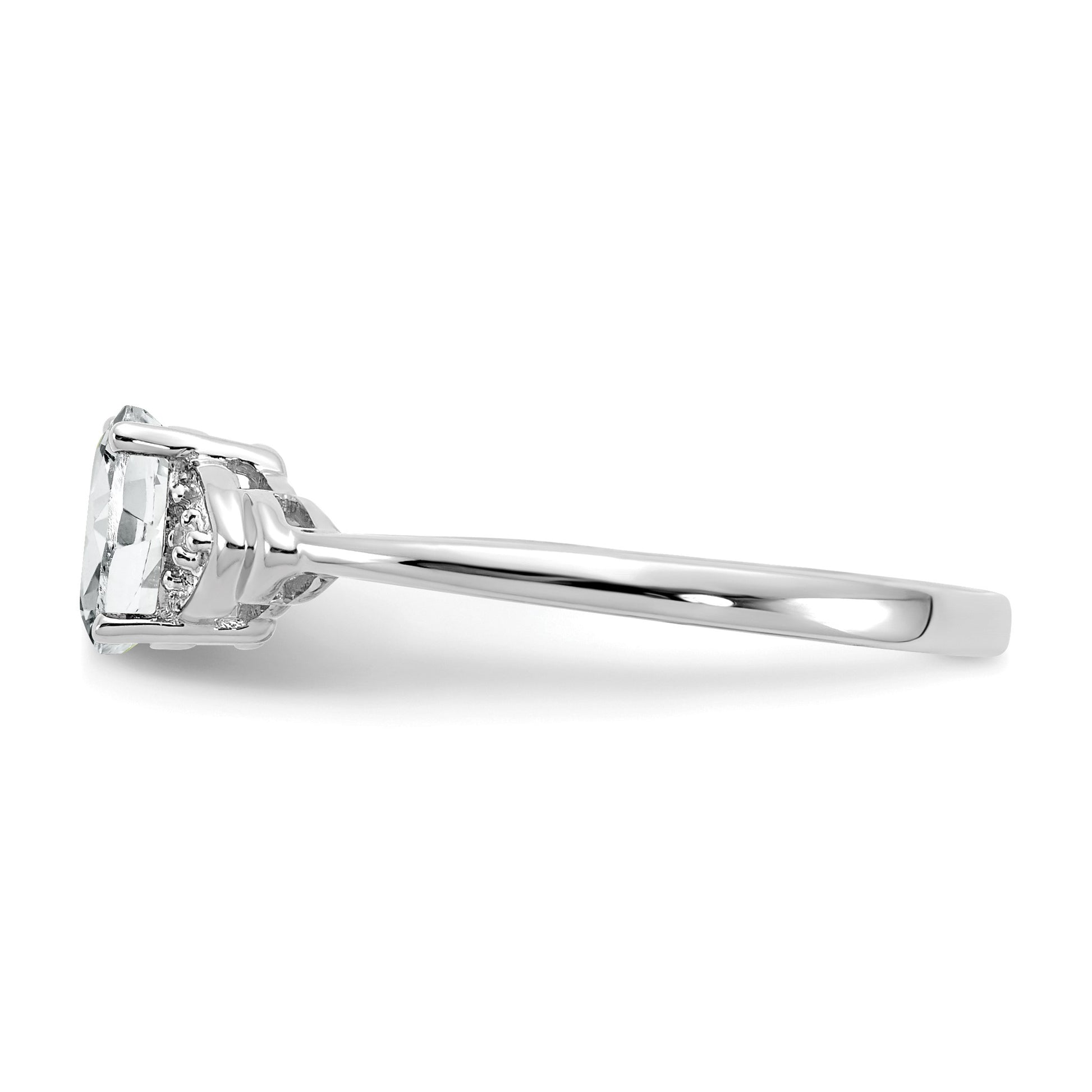 14k White Gold 6x4 Oval April/White Topaz and Diamond Ring