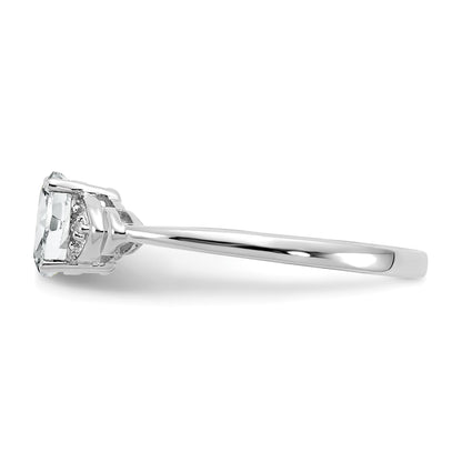 14k White Gold 6x4 Oval April/White Topaz and Diamond Ring