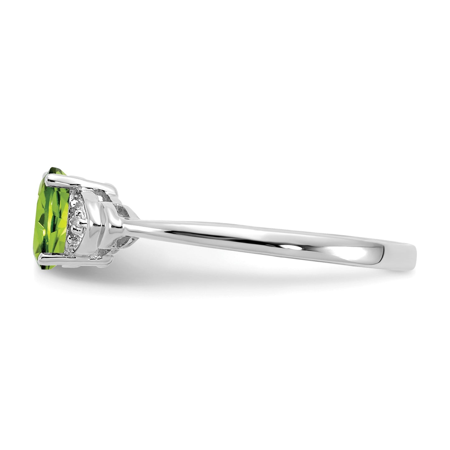 14k White Gold 6x4 Oval August/Peridot and Diamond Ring