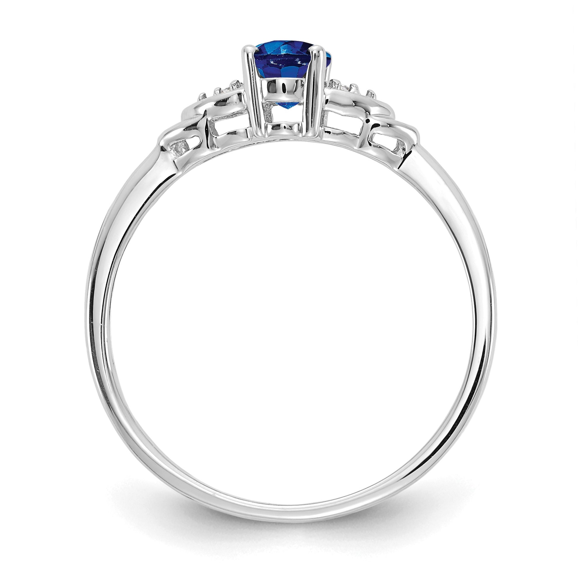 14k White Gold 6x4 Oval September/Sapphire and Diamond Ring