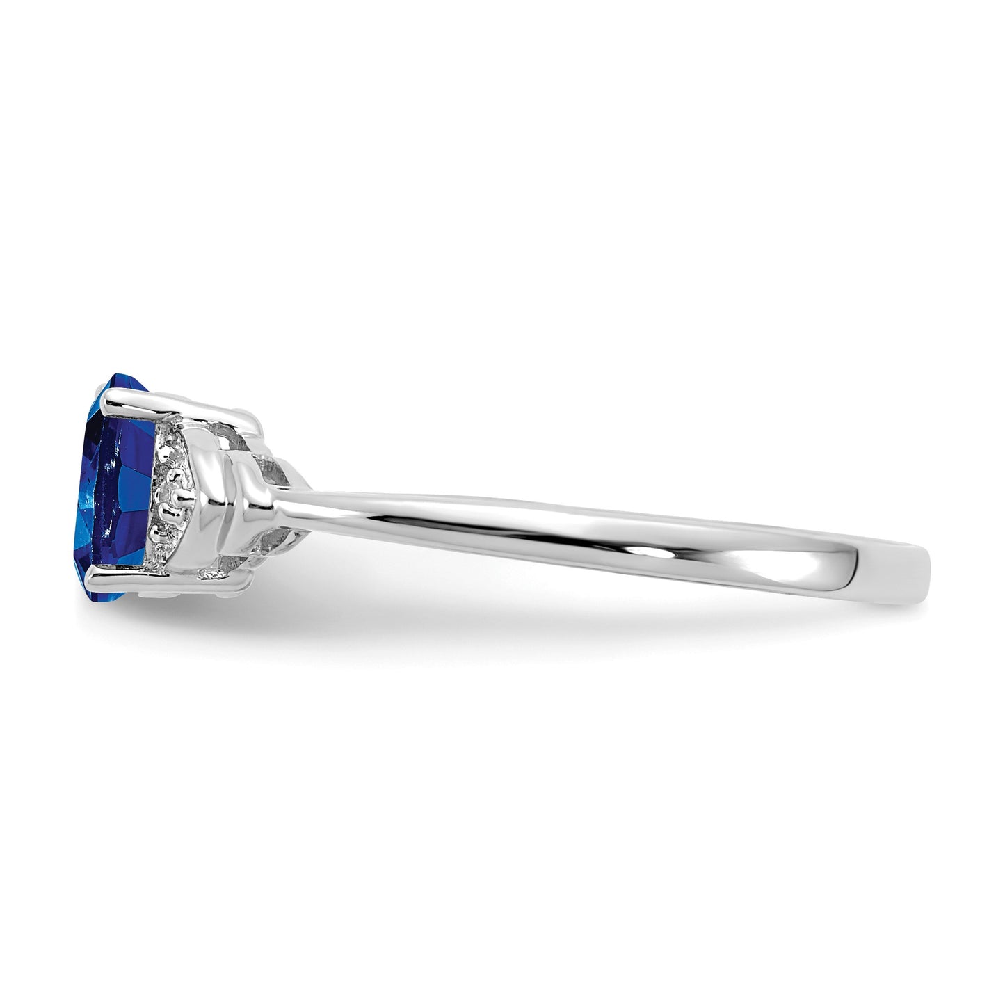 14k White Gold 6x4 Oval September/Sapphire and Diamond Ring
