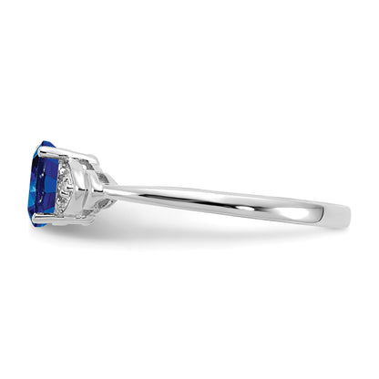 14k White Gold 6x4 Oval September/Sapphire and Diamond Ring