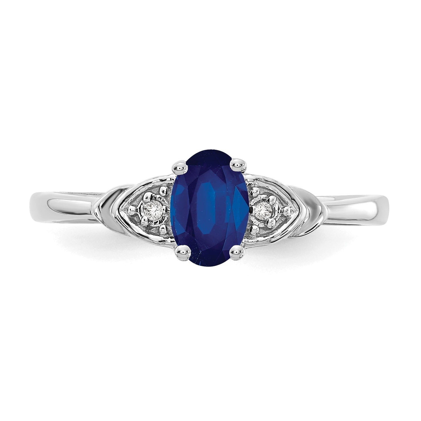 14k White Gold 6x4 Oval September/Sapphire and Diamond Ring