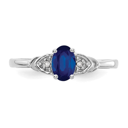 14k White Gold 6x4 Oval September/Sapphire and Diamond Ring