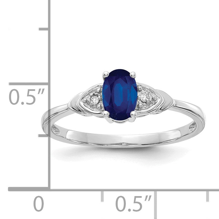 14k White Gold 6x4 Oval September/Sapphire and Diamond Ring