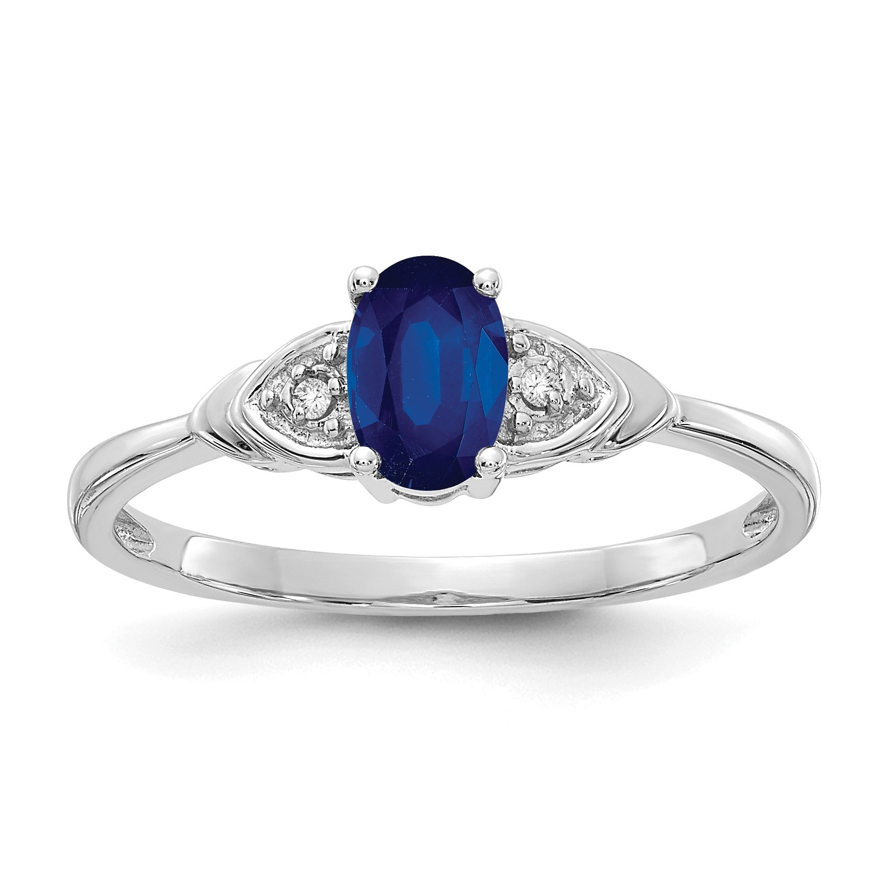 14k White Gold 6x4 Oval September/Sapphire and Diamond Ring