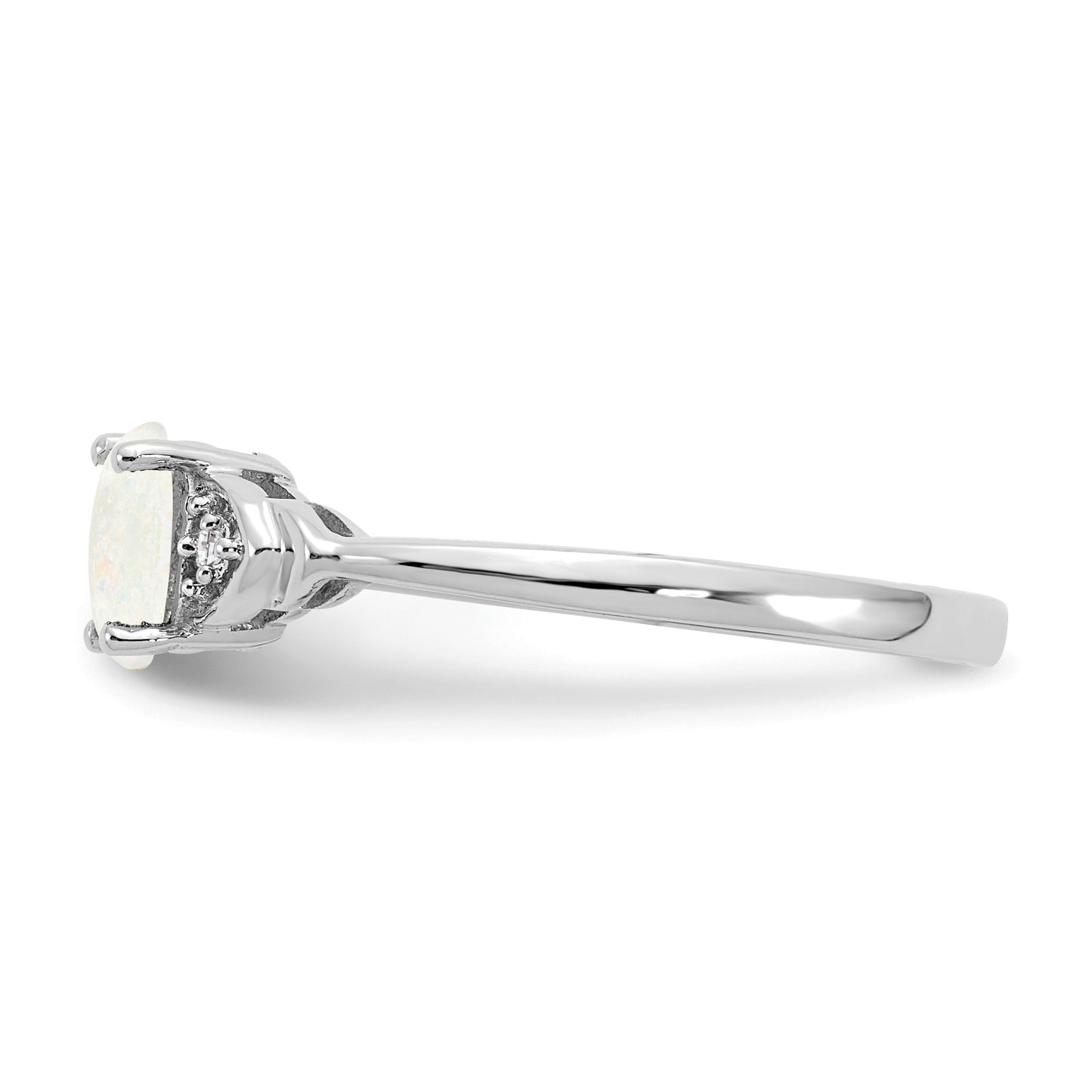 14k White Gold 6x4 Oval October/Opal and Diamond Ring