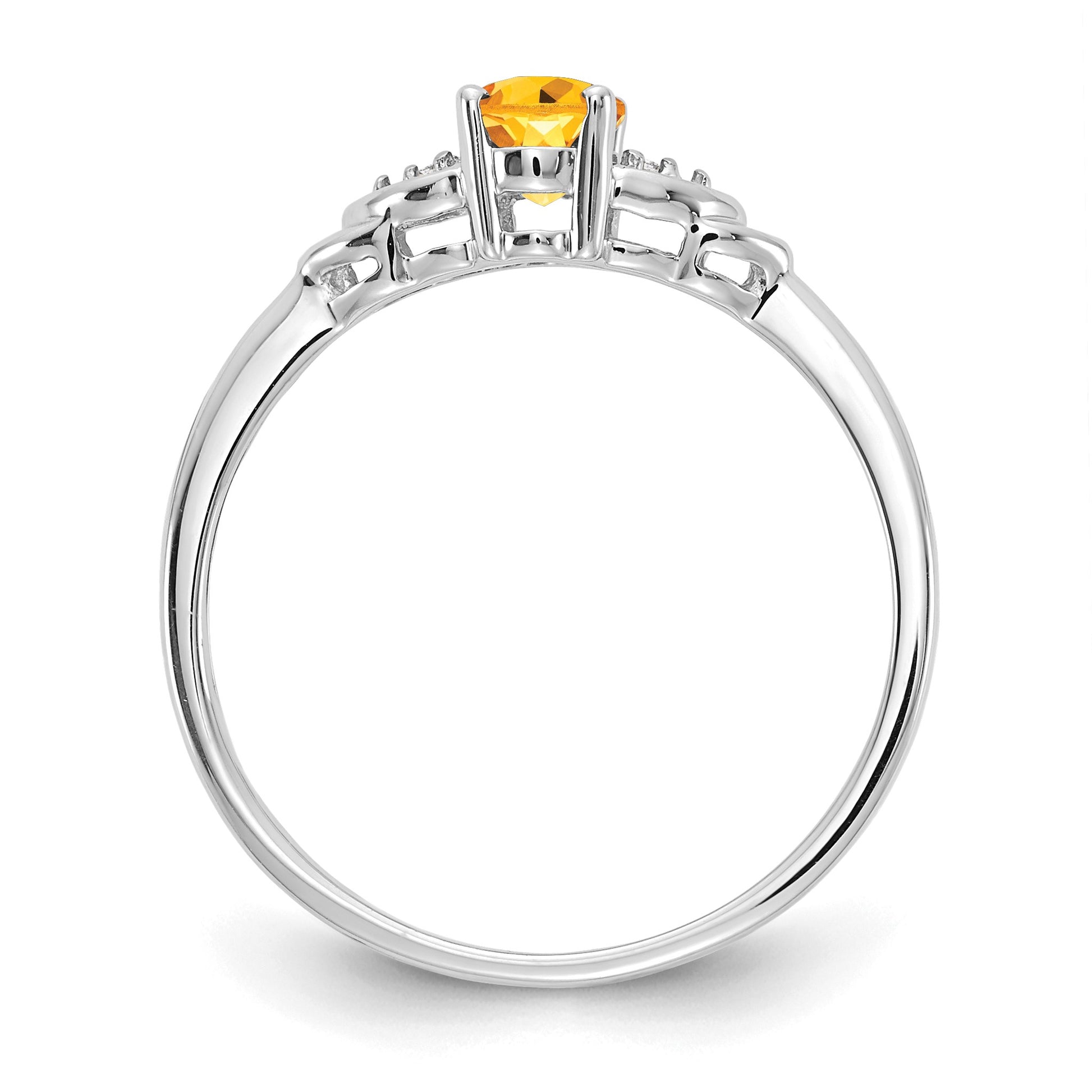 14k White Gold 6x4 Oval November/Citrine and Diamond Ring