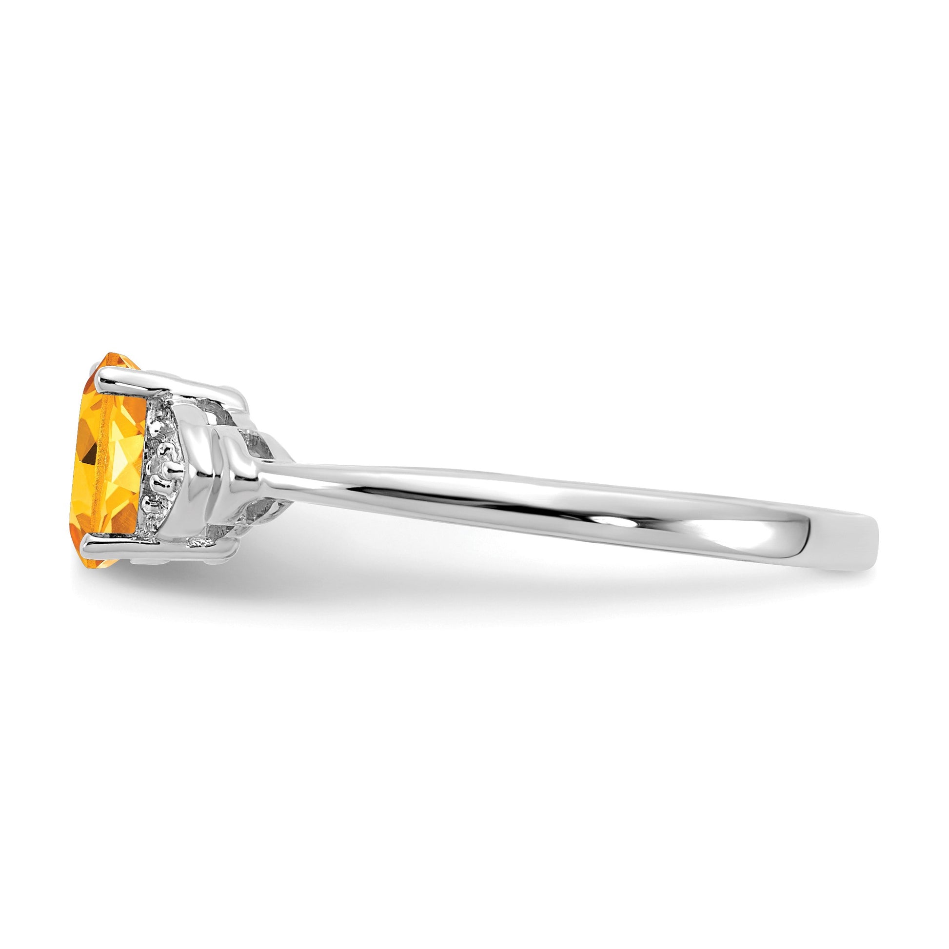 14k White Gold 6x4 Oval November/Citrine and Diamond Ring