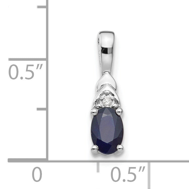 14k White Gold 6x4 Oval September/Sapphire and Diamond Pendant