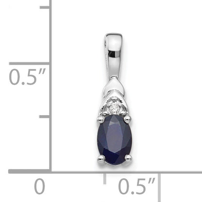 14k White Gold 6x4 Oval September/Sapphire and Diamond Pendant