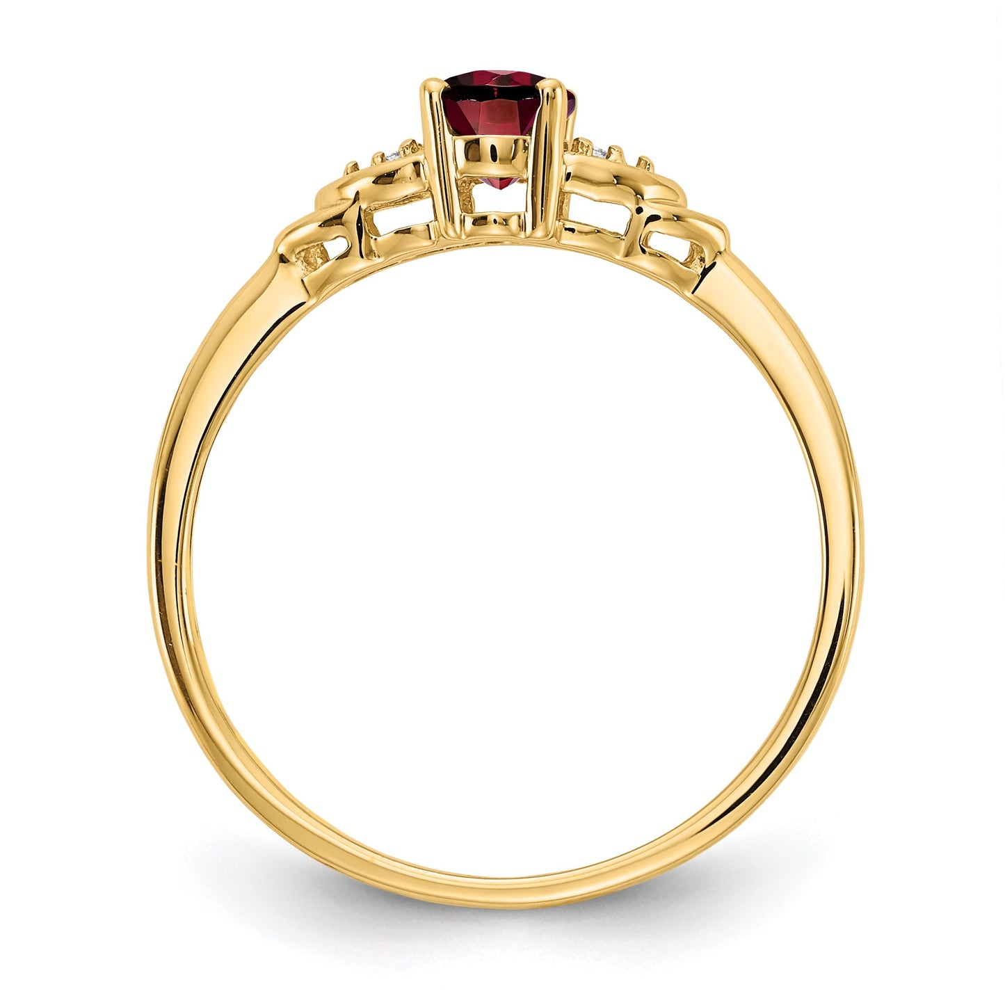 14k 6x4 Oval January/Garnet and Diamond Ring