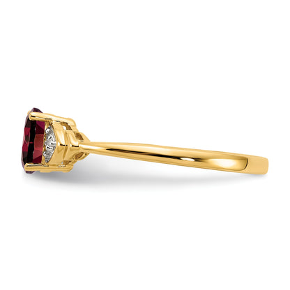 14k 6x4 Oval January/Garnet and Diamond Ring