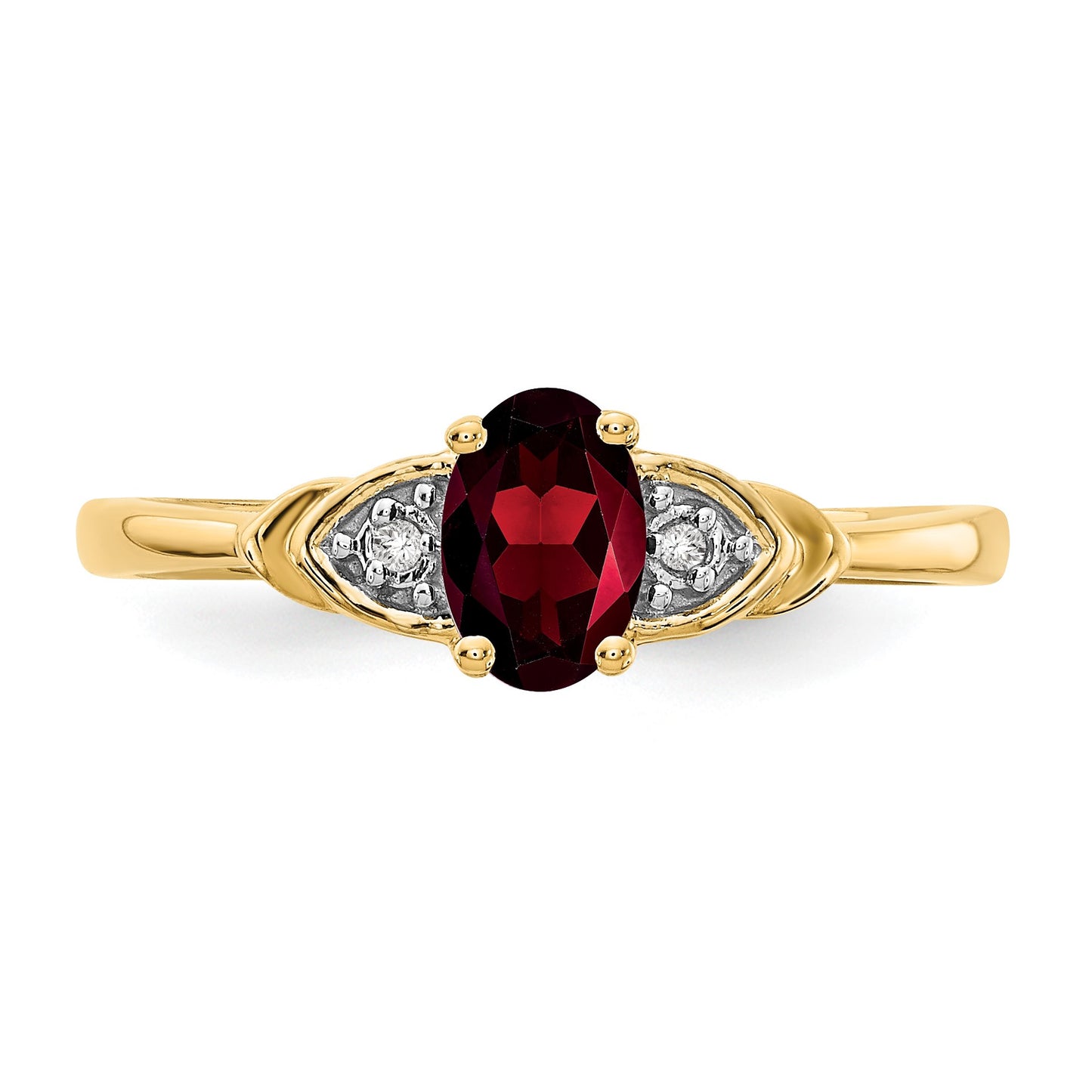 14k 6x4 Oval January/Garnet and Diamond Ring