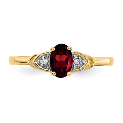 14k 6x4 Oval January/Garnet and Diamond Ring