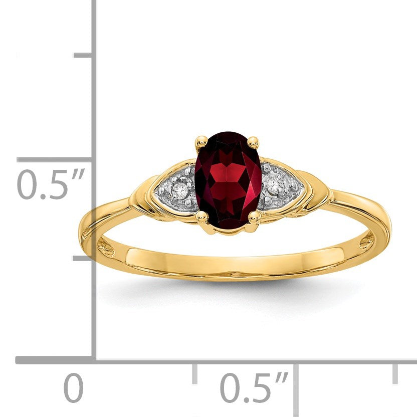 14k 6x4 Oval January/Garnet and Diamond Ring