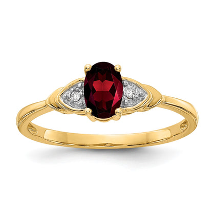 14k 6x4 Oval January/Garnet and Diamond Ring