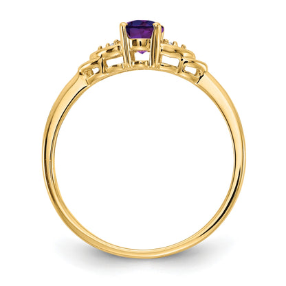 14k 6x4 Oval February/Amethyst and Diamond Ring