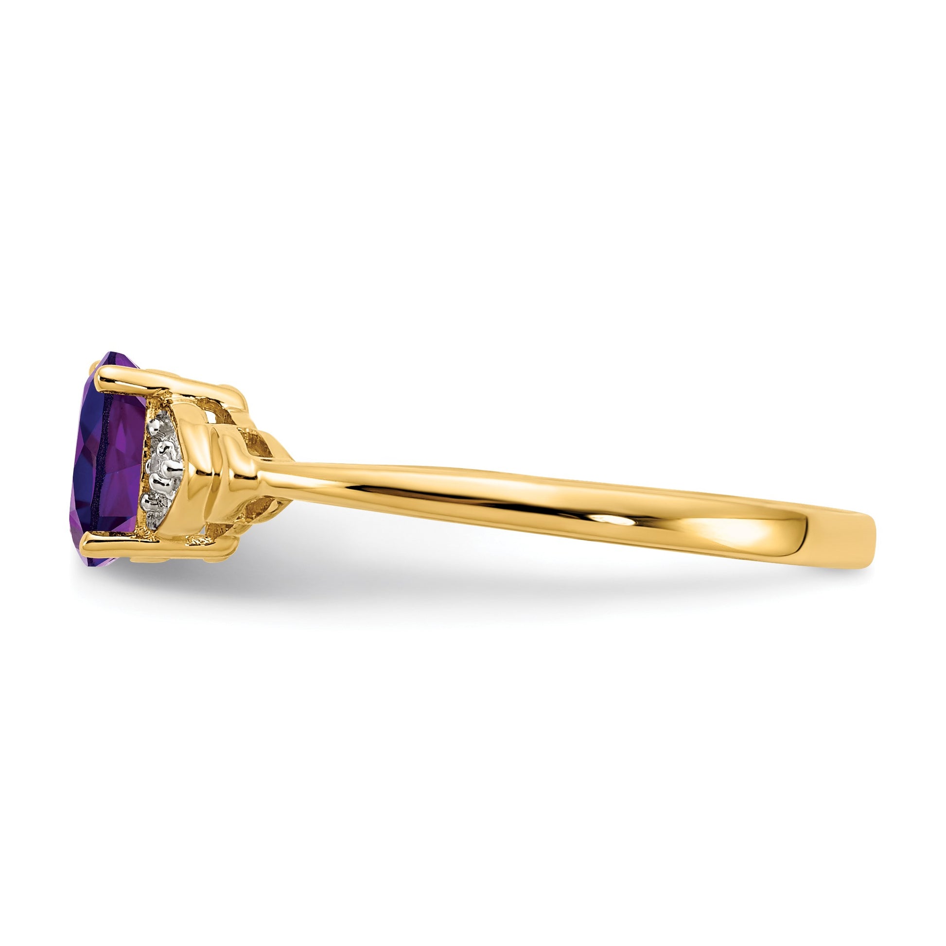 14k 6x4 Oval February/Amethyst and Diamond Ring