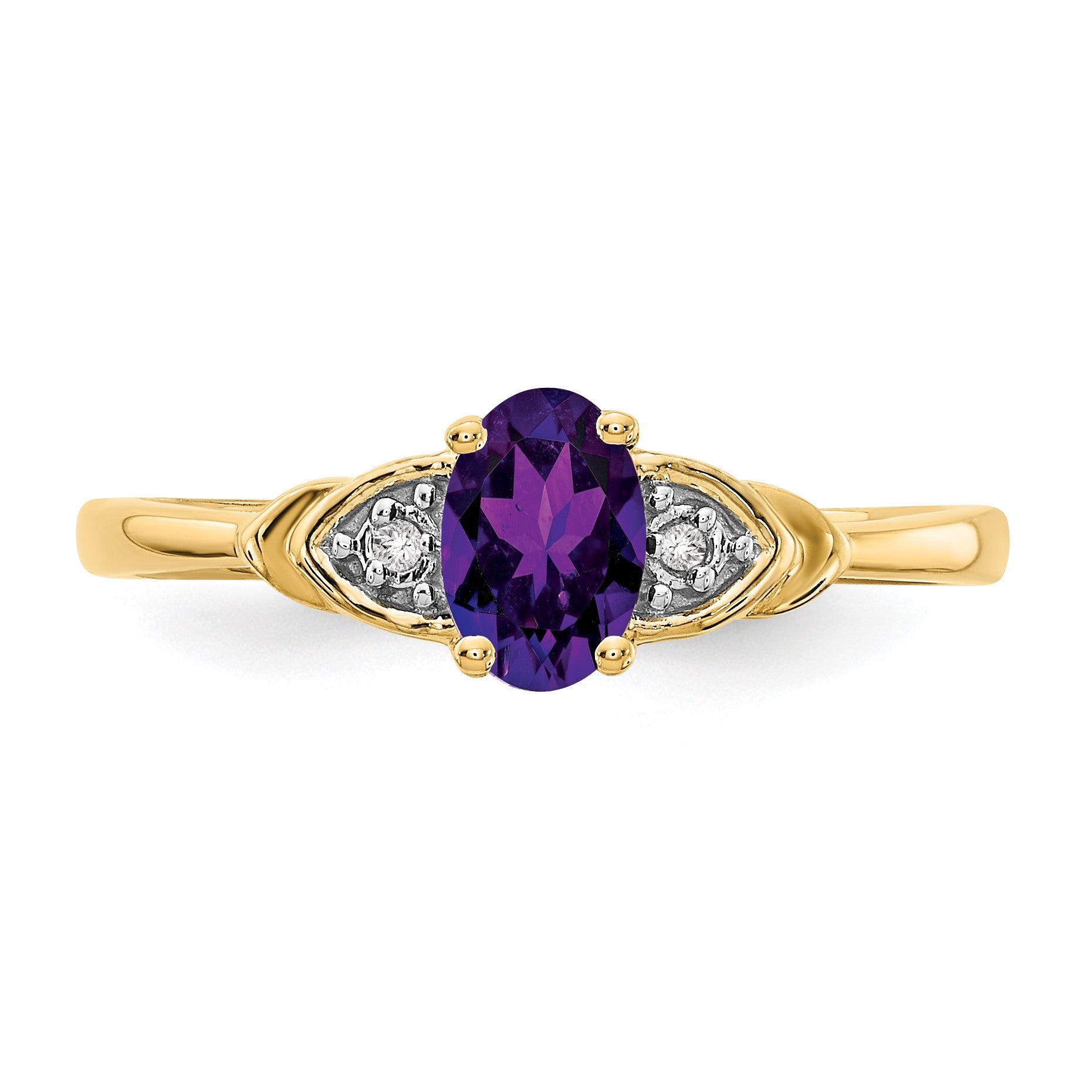 14k 6x4 Oval February/Amethyst and Diamond Ring