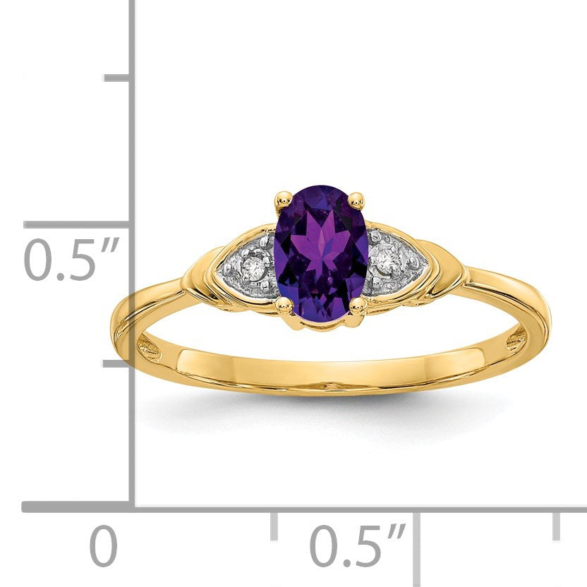 14k 6x4 Oval February/Amethyst and Diamond Ring