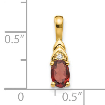 14k 6x4 Oval January/Garnet and Diamond Pendant