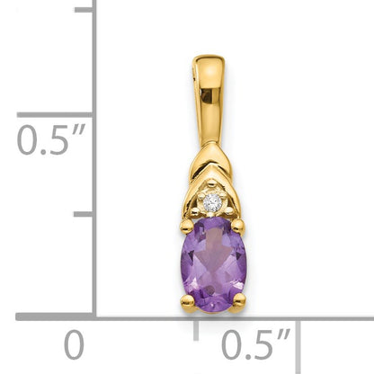 14k 6x4 Oval February/Amethyst and Diamond Pendant