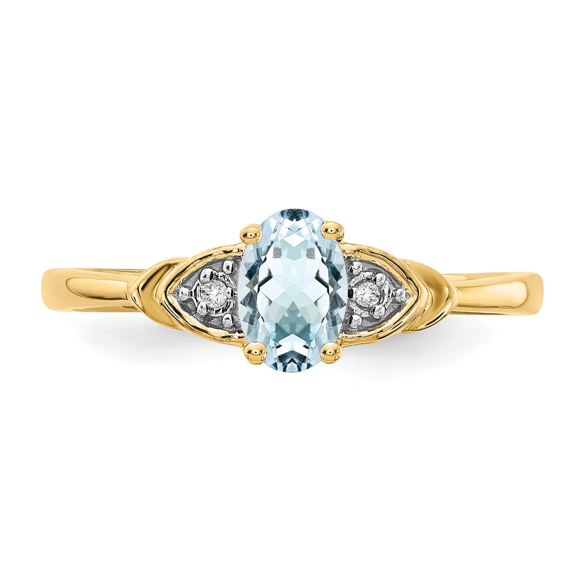 14k 6x4 Oval March/Aquamarine and Diamond Ring