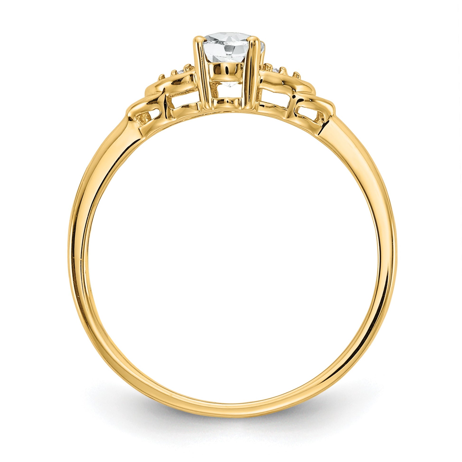 14k 6x4 Oval April/White Topaz and Diamond Ring
