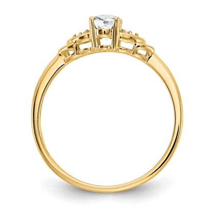 14k 6x4 Oval April/White Topaz and Diamond Ring