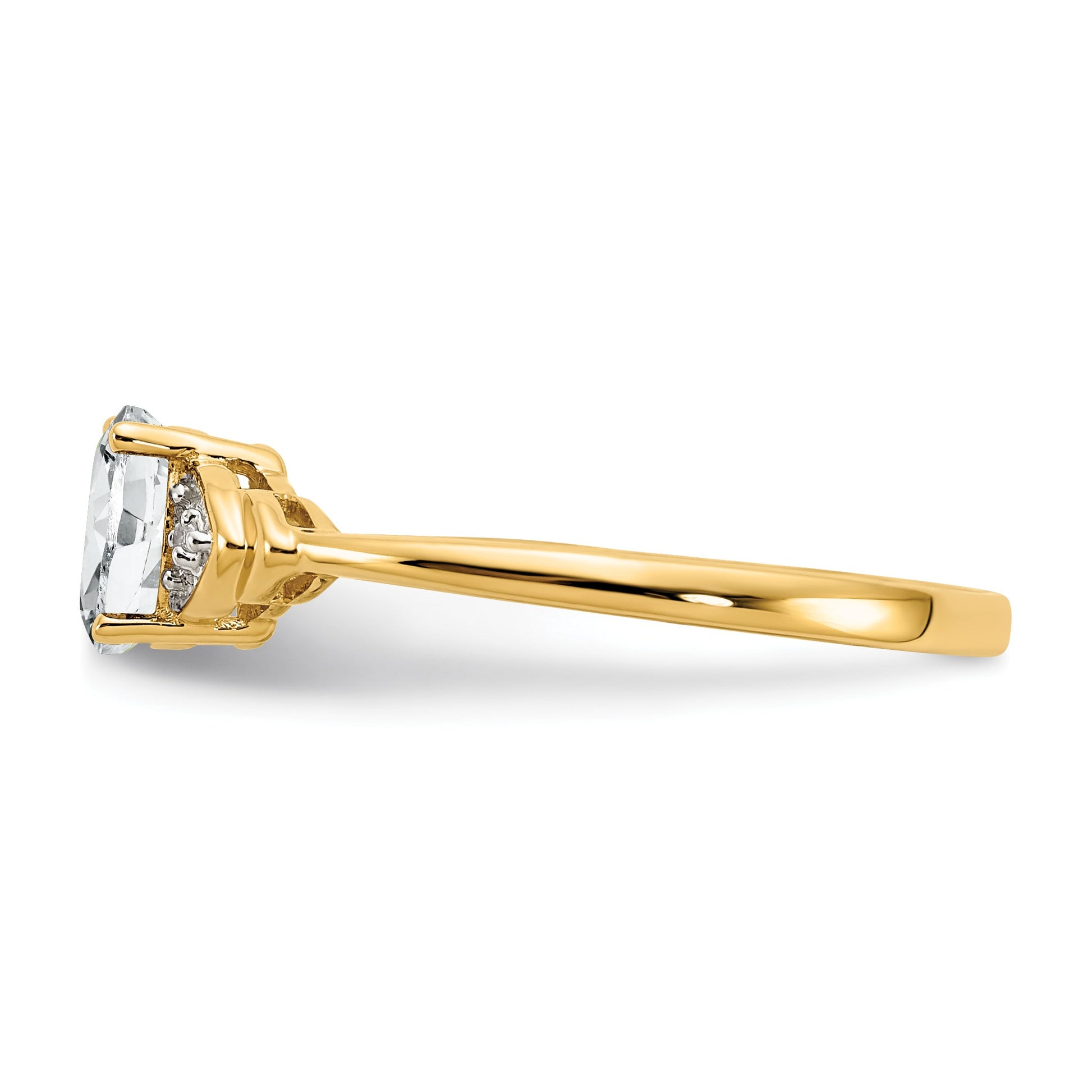 14k 6x4 Oval April/White Topaz and Diamond Ring