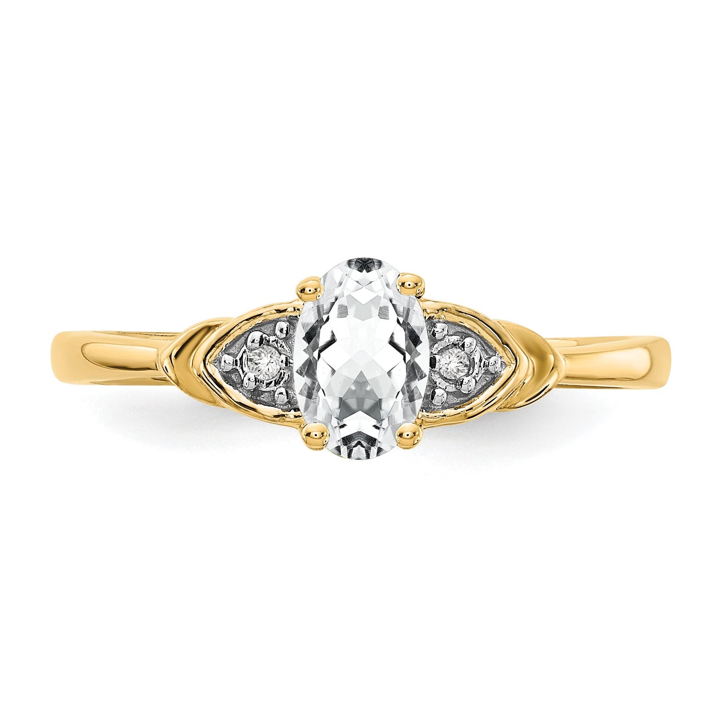 14k 6x4 Oval April/White Topaz and Diamond Ring
